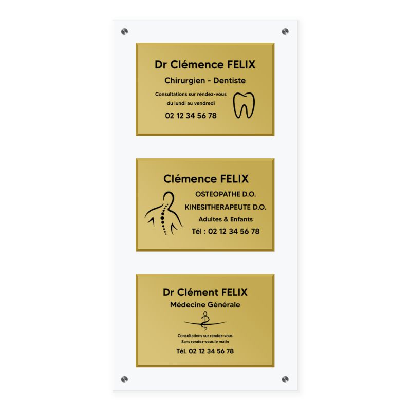 Support multi plaques professionnelles en plexi transparent avec lot de 4 entretoises pour fixation