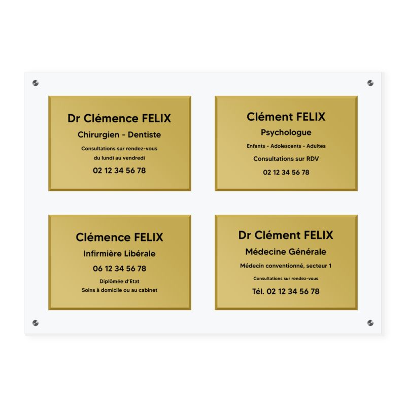 Support multi plaques professionnelles en plexi transparent avec lot de 4 entretoises pour fixation
