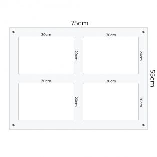 Support multi plaques professionnelles en plexi transparent avec entretoises · 4emplacements