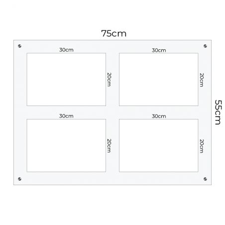 Support multi plaques professionnelles en plexi transparent avec entretoises · 4emplacements