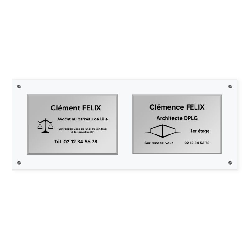 Support multi plaques professionnelles en plexi transparent avec entretoises · 2 emplacements