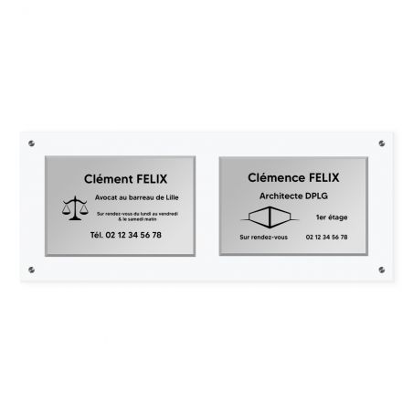 Support multi plaques professionnelles en plexi transparent avec entretoises · 2 emplacements