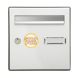Autocollant stop pub jaune et blanc classique pour boîte aux lettres 