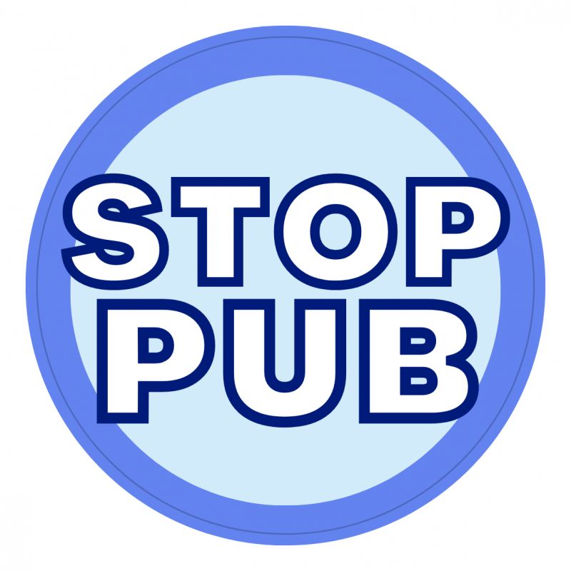 Classic blue and white ad stop sticker for mailbox
