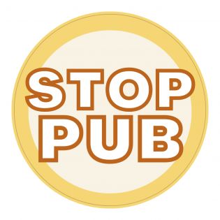 Classic yellow and white advertising stop sticker for mailbox