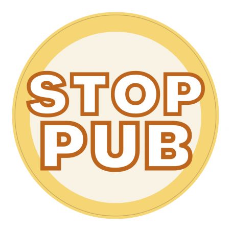 Classic yellow and white advertising stop sticker for mailbox