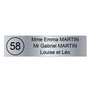 Plaque boite aux lettres NUMERO adhésive (100x25mm) gris argent lettres noires - 3 lignes