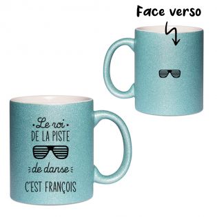 Tasse pailletée bleuepersonnalisée · Reine de la piste de danse