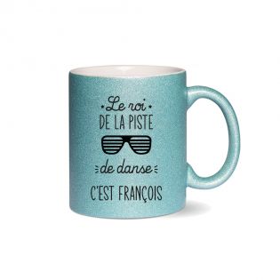 Tasse pailletée bleuepersonnalisée · Reine de la piste de danse