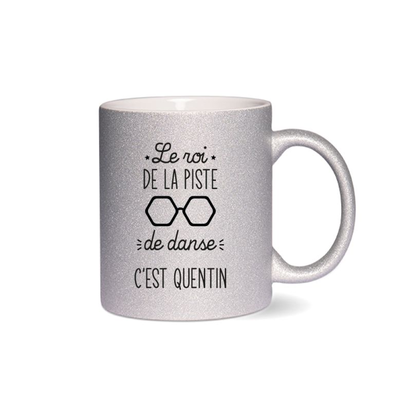 Tasse pailletée argent personnalisée · Reine de la piste de danse