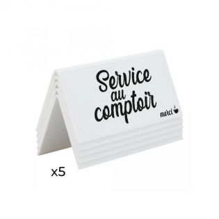 Chevalet de table blanc "Service au Comptoir" pour bar - café