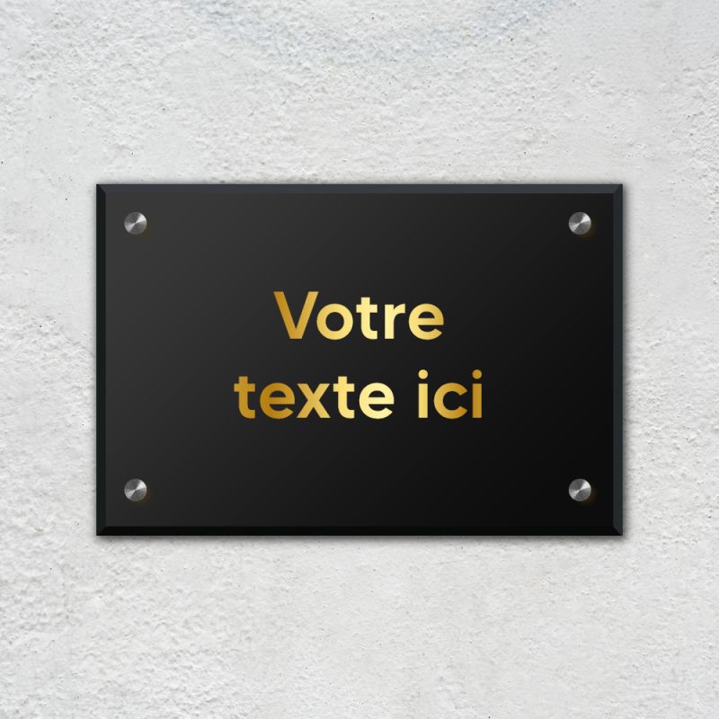 Plaque professionnelle en plexi personnalisable avec votre texte - fournie avec fixations - Format 30 x 20 cm - Signalétique ext