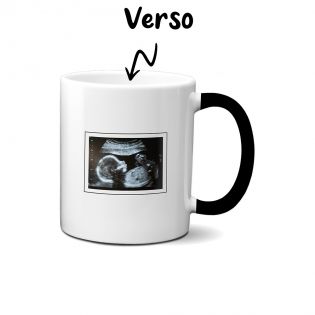 Mug magique surprise thermoréactif personnalisable avec photo échographie · Cadeau annonce grossesse