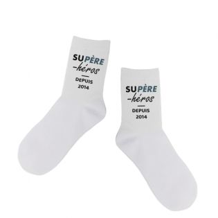 Paire de Chaussettes personnalisées Texte · Supère-Héros · Cadeau anniversaire papa ou fête des pères