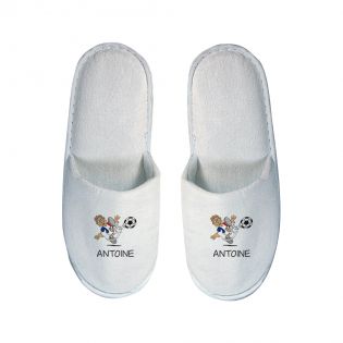 Pair of personalized slippers Text and Photo