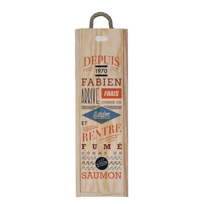 Original wooden wine box to personalize | Fresh as a roach - Men's model Original wooden wine box to personalize | Fresh as a roach - Men's model