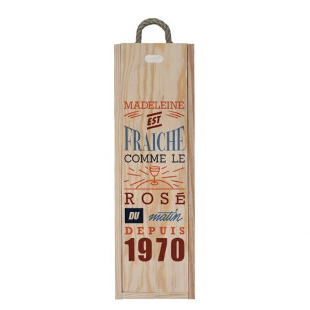 Personalized wooden wine crate with lid | Fresh like morning rosé - Women's model