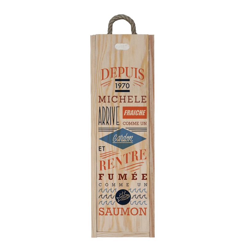 Original wooden wine box to personalize | Fresh as a roach - Women's model Original wooden wine box to personalize | Fresh as a roach - Women's model