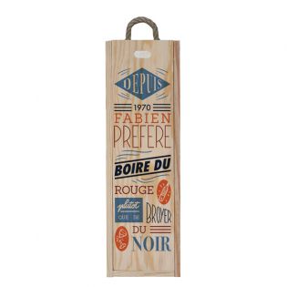 Caisse à vin en bois personnalisée - Ouverture à glissière | Modèle Boire du rouge plutôt que broyer du noir