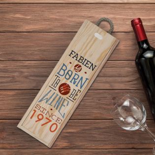 Caisse à vin en bois personnalisée - Ouverture à glissière | Modèle Born to be wine