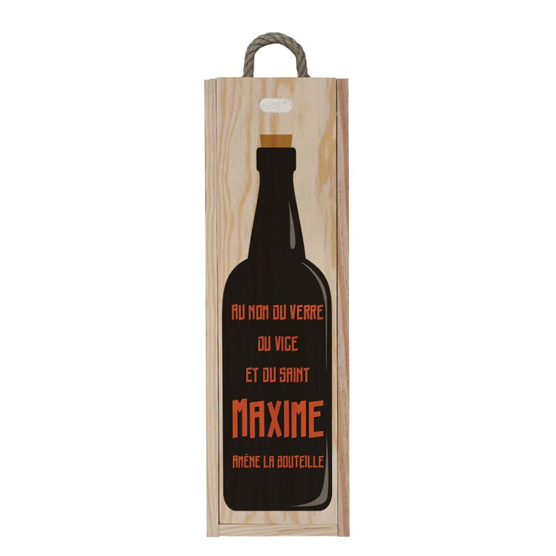 Original and humorous wooden crate | Model In the name of the glass brings back the bottle (wine) Original and humorous wooden crate | Model In the name of the glass brings back the bottle (wine)