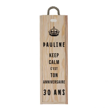 Caisse à vin en bois Gravée pour anniversaire | Modèle Keep calm