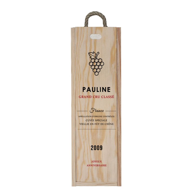 Wooden crate for wine bottle with customizable message | Label Model Wooden crate for wine bottle with customizable message | Label Model