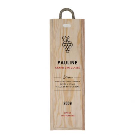 Caisse en bois pour bouteille de vin avec message personnalisable | Modèle Label