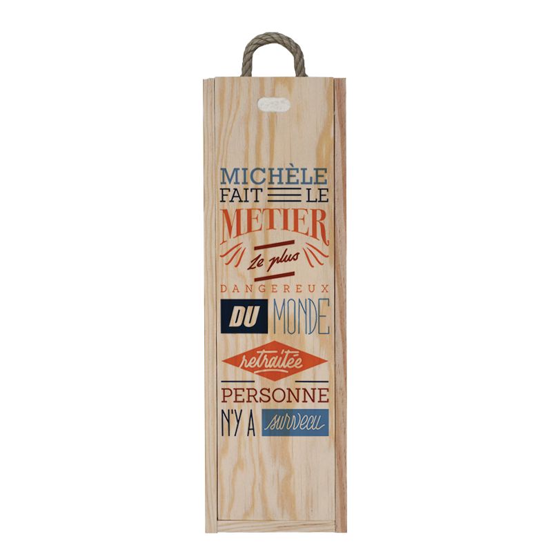 Personalized individual wooden wine crate | Retired from dangerous profession - Female Model Personalized individual wooden wine crate | Retired from dangerous profession - Female Model
