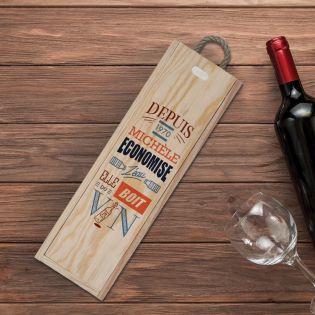 Caisse à vin en bois personnalisée pour 1 bouteille | Economise l'eau boit du vin - Modèle Femme