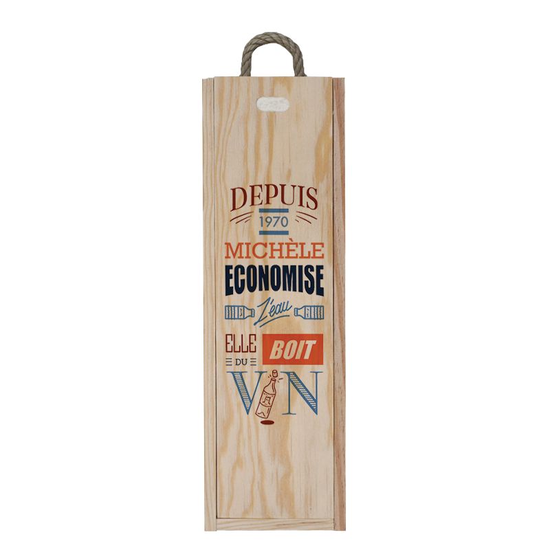 Personalized wooden wine crate for 1 bottle | Save water drink wine - Women's model Personalized wooden wine crate for 1 bottle | Save water drink wine - Women's model