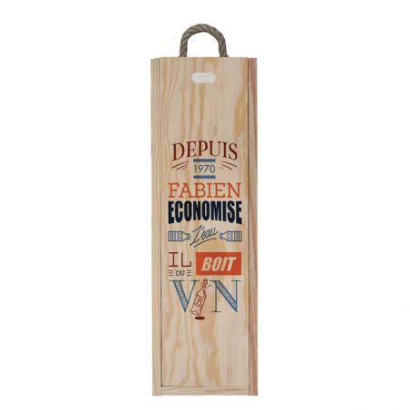 Personalized wooden wine crate for 1 bottle | Save water drink wine - Men's model