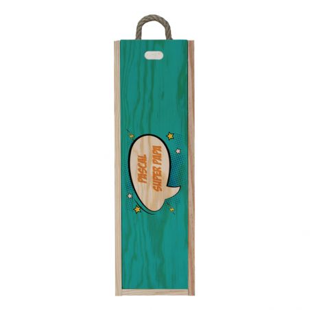 Personalized Wine Crate - Sliding Lid | Badaboom blue