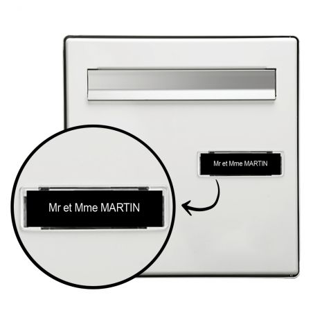 Plaque boite aux lettres format Edelen (99x24mm) noire lettres blanches - 1 ligne
