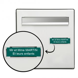 Plaque boite aux lettres format Edelen (99x24mm) vert foncé lettres blanches - 2 lignes