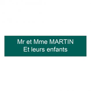 Plaque boite aux lettres format Edelen (99x24mm) vert foncé lettres blanches - 2 lignes