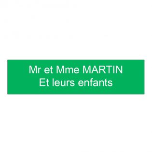 Plaque boite aux lettres format Edelen (99x24mm) vert pomme lettres blanches - 2 lignes