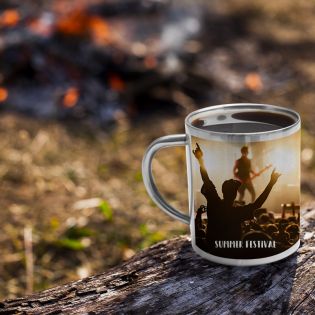 Tasse à café double paroi en inox personnalisable avec texte, photo et logo · 20 cL