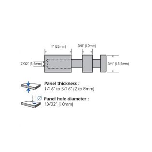 Fixation murale vissée FIX-M1 - Entretoise murale vissée Ø 18 mm / L 25 mm