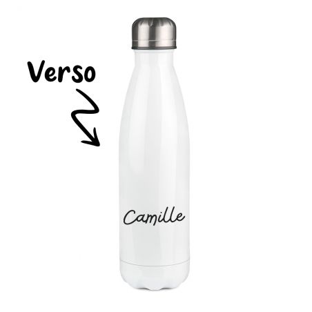 Gourde isotherme Licorne personnalisable avec Prénom - Inox, 50 cL - Personnalisé en France - Idée cadeau petite fille