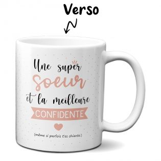 Mug Super Sœur - Tasse cadeau Anniversaire ou Noël - 33 cL, Céramique - Imprimé en France
