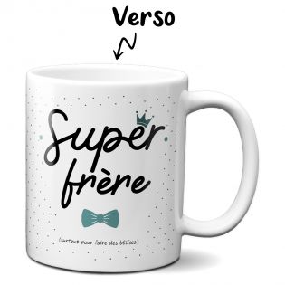 Mug Super Frère - Tasse cadeau Anniversaire ou Noël - 33 cL, Céramique - Imprimé en France