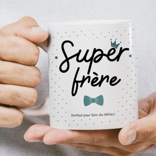 Mug Super Frère - Tasse cadeau Anniversaire ou Noël - 33 cL, Céramique - Imprimé en France