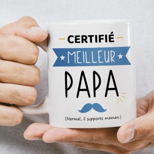 Mug Certifié Meilleur Beau Papa - Cadeau Anniversaire ou Noël pour super beau père - Imprimé en France