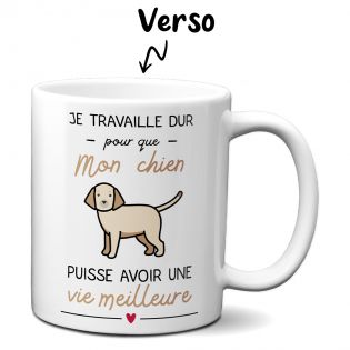 Mug Je travaille pour mon Chien - Cadeau Anniversaire ou Noël pour Passionné de chiens - Imprimé en France
