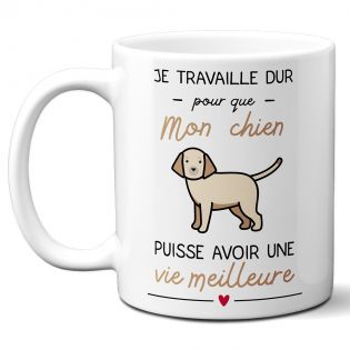 Mug Je travaille pour mon Chien - Cadeau Anniversaire ou Noël pour Passionné de chiens - Imprimé en France
