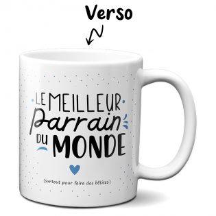 Mug Meilleur Parrain du Monde - Cadeau parrain anniversaire ou fêtes de fin d'année - Tasse imprimée en France