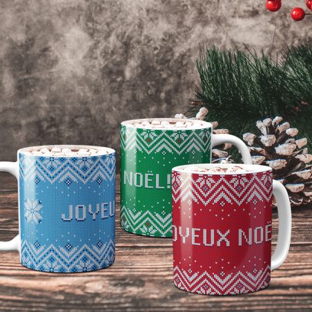 Pack of 3 ugly Christmas mugs - Ideal gift idea for Christmas movie lovers - Cocooning mugs to offer