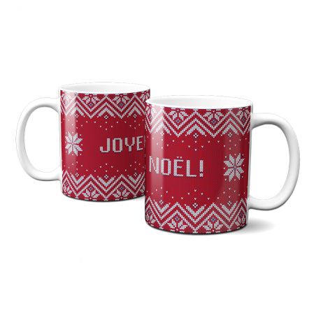 Pack Bonnet Père Noël + Mug rouge aux motifs de Noël - Idée cadeau idéal pour les fêtes de fin d'année