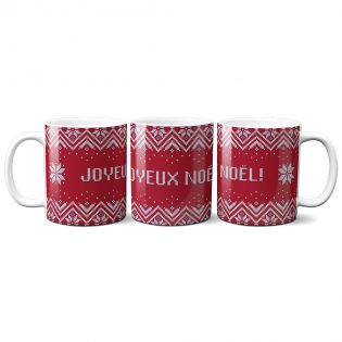 Pack Bonnet Père Noël + Mug rouge aux motifs de Noël - Idée cadeau idéal pour les fêtes de fin d'année